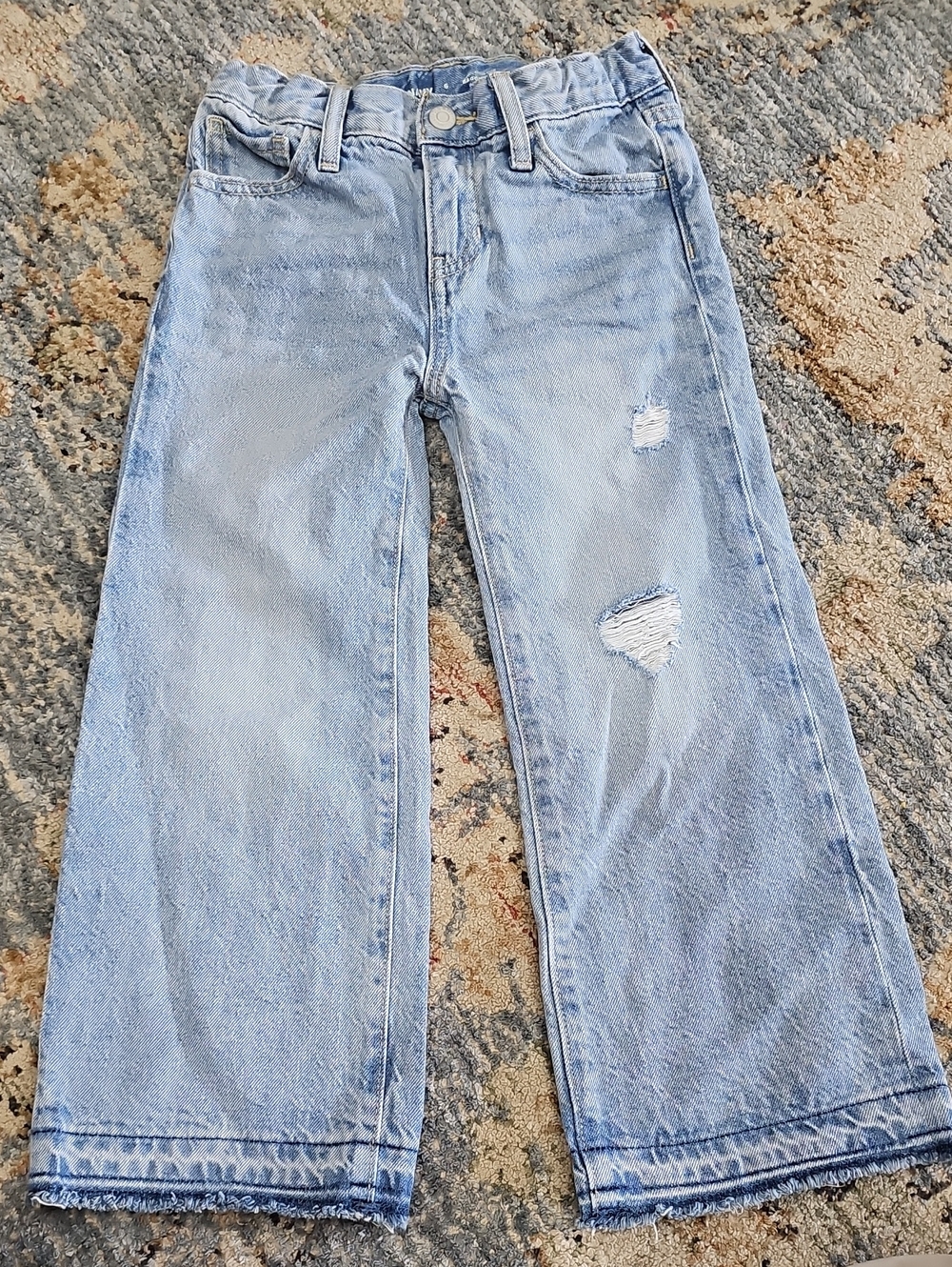 Old Navy Light Blue Distressed Wide-Leg Jeans